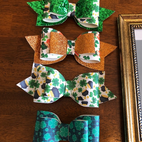 St. Patricks Day Irish Bow Set ~ 4 Pieces - Picture 3 of 7